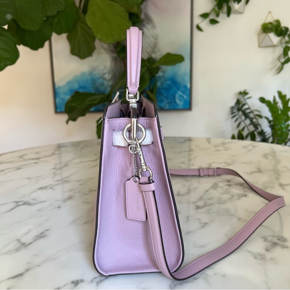 NWT Coach Lane Top Handle Carryall Satchel Crossbody Silver / Ice Purple C8209 - Picture 6 of 14